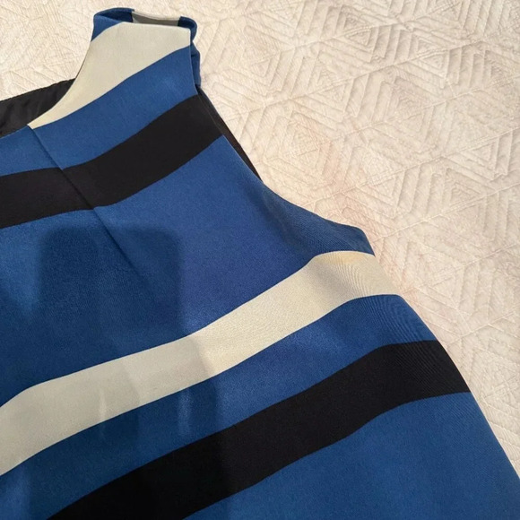 Blue Striped 100% Silk A-Line Dress, Judith and Charles, US 4 - Picture 6 of 8
